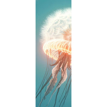 Lade das Bild in den Galerie-Viewer, Acrylglasbild Futuristische leuchtende Qualle im Wasser Panorama Hoch