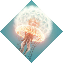 Lade das Bild in den Galerie-Viewer, Poster Futuristische leuchtende Qualle im Wasser Raute