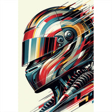 Lade das Bild in den Galerie-Viewer, Acrylglasbild Futuristischer Helm in dynamischer Kunstform Hochformat
