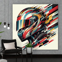 Lade das Bild in den Galerie-Viewer, Spannrahmenbild Futuristischer Helm in dynamischer Kunstform Quadrat