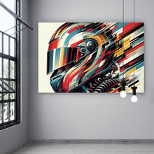 Lade das Bild in den Galerie-Viewer, Acrylglasbild Futuristischer Helm in dynamischer Kunstform Querformat
