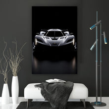 Lade das Bild in den Galerie-Viewer, Leinwandbild Futuristischer Sportwagen in einer dunklen Umgebung Hochformat