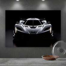 Lade das Bild in den Galerie-Viewer, Leinwandbild Futuristischer Sportwagen in einer dunklen Umgebung Querformat