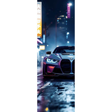 Lade das Bild in den Galerie-Viewer, Leinwandbild Futuristisches Auto bei Nacht in Neonlichtern Panorama Hoch