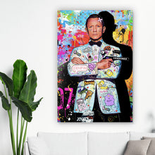 Lade das Bild in den Galerie-Viewer, Leinwandbild Geheimagent im bunten Pop Art Stil Hochformat