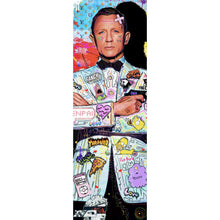 Lade das Bild in den Galerie-Viewer, Leinwandbild Geheimagent im bunten Pop Art Stil Panorama Hoch