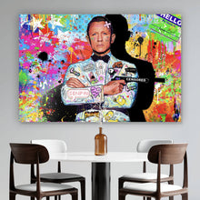 Lade das Bild in den Galerie-Viewer, Leinwandbild Geheimagent im bunten Pop Art Stil Querformat