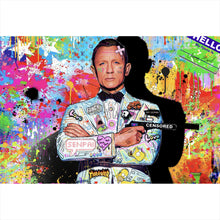Lade das Bild in den Galerie-Viewer, Leinwandbild Geheimagent im bunten Pop Art Stil Querformat