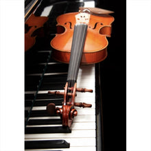 Lade das Bild in den Galerie-Viewer, Spannrahmenbild Geige auf Klaviertasten Hochformat