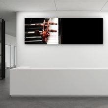 Lade das Bild in den Galerie-Viewer, Leinwandbild Geige auf Klaviertasten Panorama