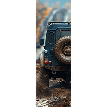 Lade das Bild in den Galerie-Viewer, Leinwandbild Geländewagen fährt auf schlammigen Waldweg Panorama Hoch