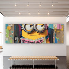 Lade das Bild in den Galerie-Viewer, Poster Gelbe Comic Figur liest auf bunter Toilette Zeitung Panorama