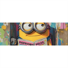 Lade das Bild in den Galerie-Viewer, Acrylglasbild Gelbe Comic Figur liest auf bunter Toilette Zeitung Panorama