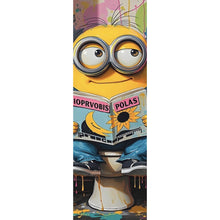 Lade das Bild in den Galerie-Viewer, Acrylglasbild Gelbe Comic Figur liest auf bunter Toilette Zeitung Panorama Hoch