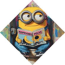 Lade das Bild in den Galerie-Viewer, Acrylglasbild Gelbe Comic Figur liest auf bunter Toilette Zeitung Raute
