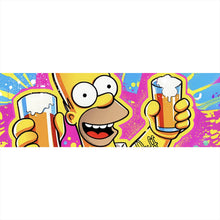 Lade das Bild in den Galerie-Viewer, Leinwandbild Gelbe Comicfigur mit Spruch Save Water Drink Beer No 2 Panorama
