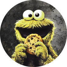 Lade das Bild in den Galerie-Viewer, Aluminiumbild gebürstet Gelbes Keksmonster Kreis