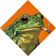 Lade das Bild in den Galerie-Viewer, Aluminiumbild gebürstet Gemalter Frosch der raucht Raute
