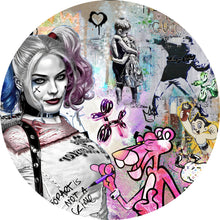 Lade das Bild in den Galerie-Viewer, Aluminiumbild gebürstet Harley mit Panther Pop Art Kreis