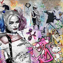 Lade das Bild in den Galerie-Viewer, Leinwandbild Harley mit Panther Pop Art Quadrat