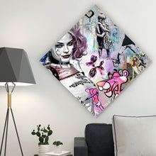 Lade das Bild in den Galerie-Viewer, Aluminiumbild Harley mit Panther Pop Art Raute