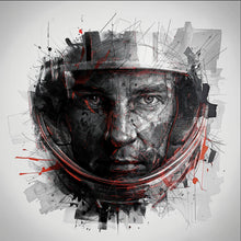 Lade das Bild in den Galerie-Viewer, Spannrahmenbild Gesicht mit Helm in abstrakter Kunst dargestellt Quadrat
