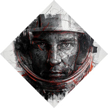 Lade das Bild in den Galerie-Viewer, Leinwandbild Gesicht mit Helm in abstrakter Kunst dargestellt Raute