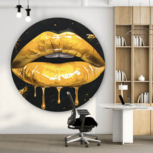 Lade das Bild in den Galerie-Viewer, Aluminiumbild Glänzende Honig Lippen mit Bienen Kreis