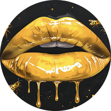 Lade das Bild in den Galerie-Viewer, Aluminiumbild Glänzende Honig Lippen mit Bienen Kreis