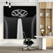Lade das Bild in den Galerie-Viewer, Aluminiumbild gebürstet Glänzendes Emblem auf schwarzem Autolack Quadrat