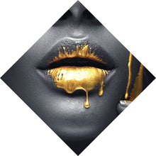 Lade das Bild in den Galerie-Viewer, Aluminiumbild gebürstet Goldene Lippen Raute
