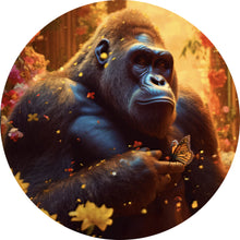 Lade das Bild in den Galerie-Viewer, Aluminiumbild gebürstet Gorilla mit Schmetterling Digital Art Kreis