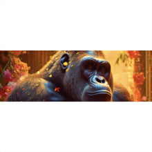 Lade das Bild in den Galerie-Viewer, Leinwandbild Gorilla mit Schmetterling Digital Art Panorama