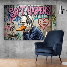 Lade das Bild in den Galerie-Viewer, Acrylglasbild Graffiti Ente auf der Toilette Querformat