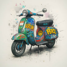 Lade das Bild in den Galerie-Viewer, Poster Graffiti Motorroller mit Berliner Schriftzug Quadrat