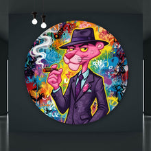 Lade das Bild in den Galerie-Viewer, Aluminiumbild Graffiti Panther raucht Zigarre Kreis