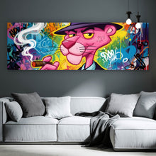 Lade das Bild in den Galerie-Viewer, Acrylglasbild Graffiti Panther raucht Zigarre Panorama