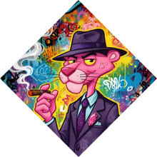 Lade das Bild in den Galerie-Viewer, Spannrahmenbild Graffiti Panther raucht Zigarre Raute