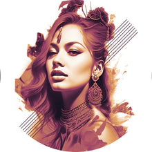 Lade das Bild in den Galerie-Viewer, Aluminiumbild gebürstet Grafisches Portrait einer Frau Kreis