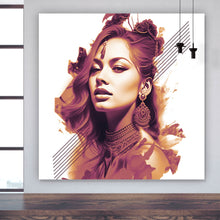 Lade das Bild in den Galerie-Viewer, Spannrahmenbild Grafisches Portrait einer Frau Quadrat