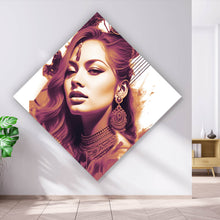 Lade das Bild in den Galerie-Viewer, Leinwandbild Grafisches Portrait einer Frau Raute