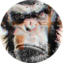 Lade das Bild in den Galerie-Viewer, Aluminiumbild Grimmiges Affen Portrait Pixel Stil Kreis