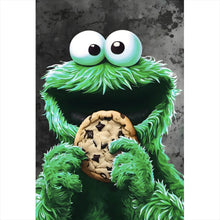 Lade das Bild in den Galerie-Viewer, Leinwandbild Grünes Keksmonster Hochformat