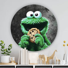 Lade das Bild in den Galerie-Viewer, Aluminiumbild Grünes Keksmonster Kreis