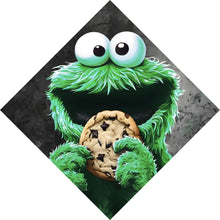 Lade das Bild in den Galerie-Viewer, Aluminiumbild gebürstet Grünes Keksmonster Raute