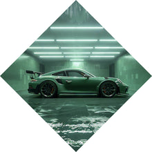 Lade das Bild in den Galerie-Viewer, Spannrahmenbild Grünes Sportauto in futuristischer Halle Raute