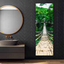 Lade das Bild in den Galerie-Viewer, Aluminiumbild Hängebrücke im Dschungel Panorama Hoch