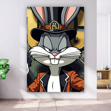 Lade das Bild in den Galerie-Viewer, Acrylglasbild Hase mit Zylinder und Pistole Hochformat