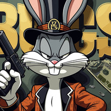 Lade das Bild in den Galerie-Viewer, Poster Hase mit Zylinder und Pistole Quadrat