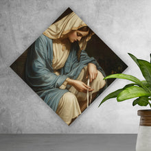 Lade das Bild in den Galerie-Viewer, Acrylglasbild Heilige Frau mit Sneaker umgeben von Rosenblüten Raute